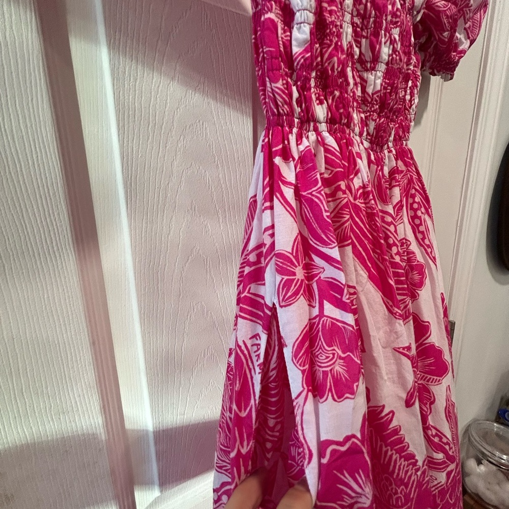 NWOT FARM Rio Tropical Woodcut Pink Maxi Dress Size X Small - Picture 2 of 4